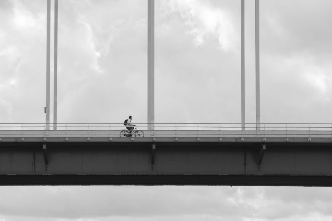 Bicyclist on bridge