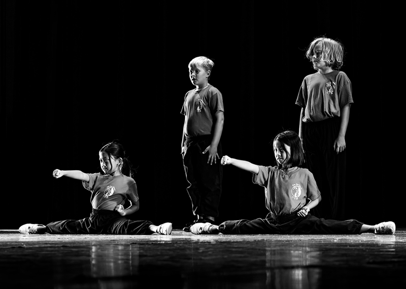 Four young martial artists